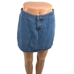 Forever 21 Blue Denim Jean Mini Skirt Womens Size M High Waist Casual Y2K